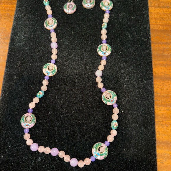 A CLASSY NECKLACE and matching earrings. 925 clasp - Picture 2 of 5